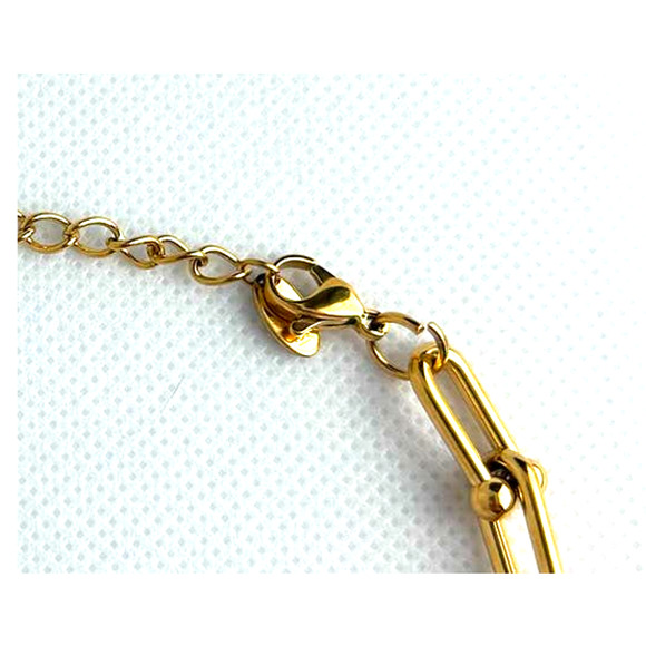 Gold U-Shaped Link Chain Bracelet Horseshoe Stainless Steel Layering Jewelry - Picture 2 of 3